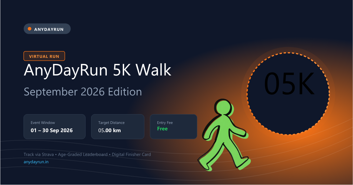 AnyDayRun September Walk 5K virtual run banner