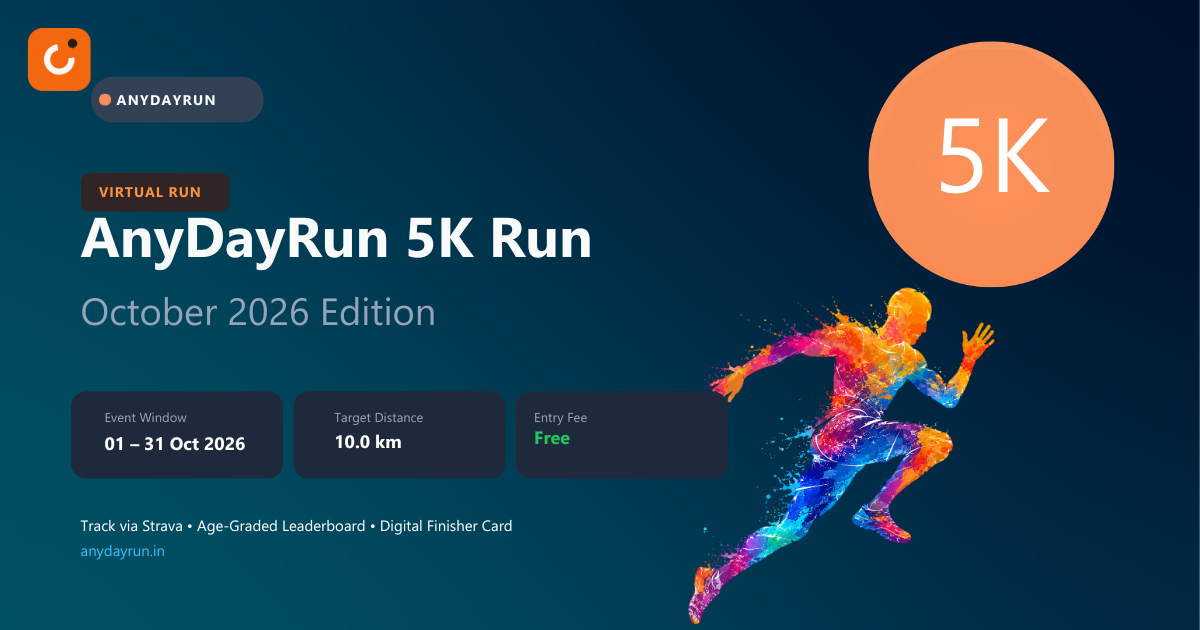 AnyDayRun October 5K virtual run banner