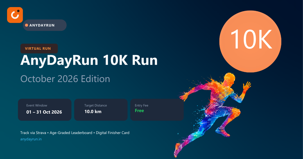 AnyDayRun October 10K virtual run banner
