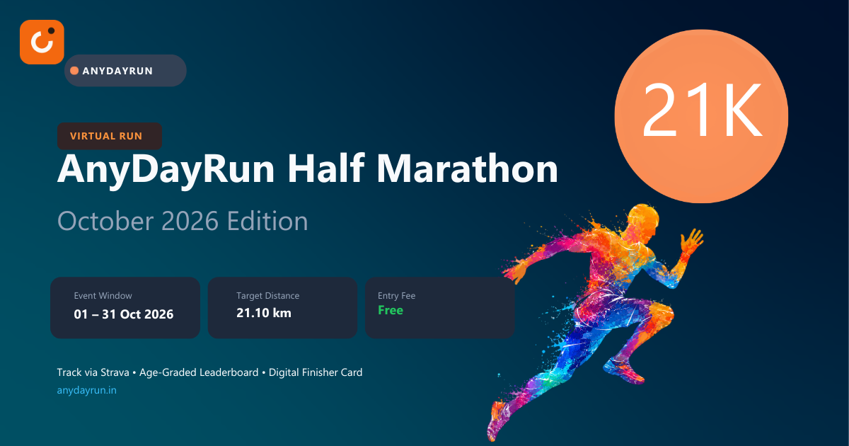 AnyDayRun October Half Marathon virtual run banner