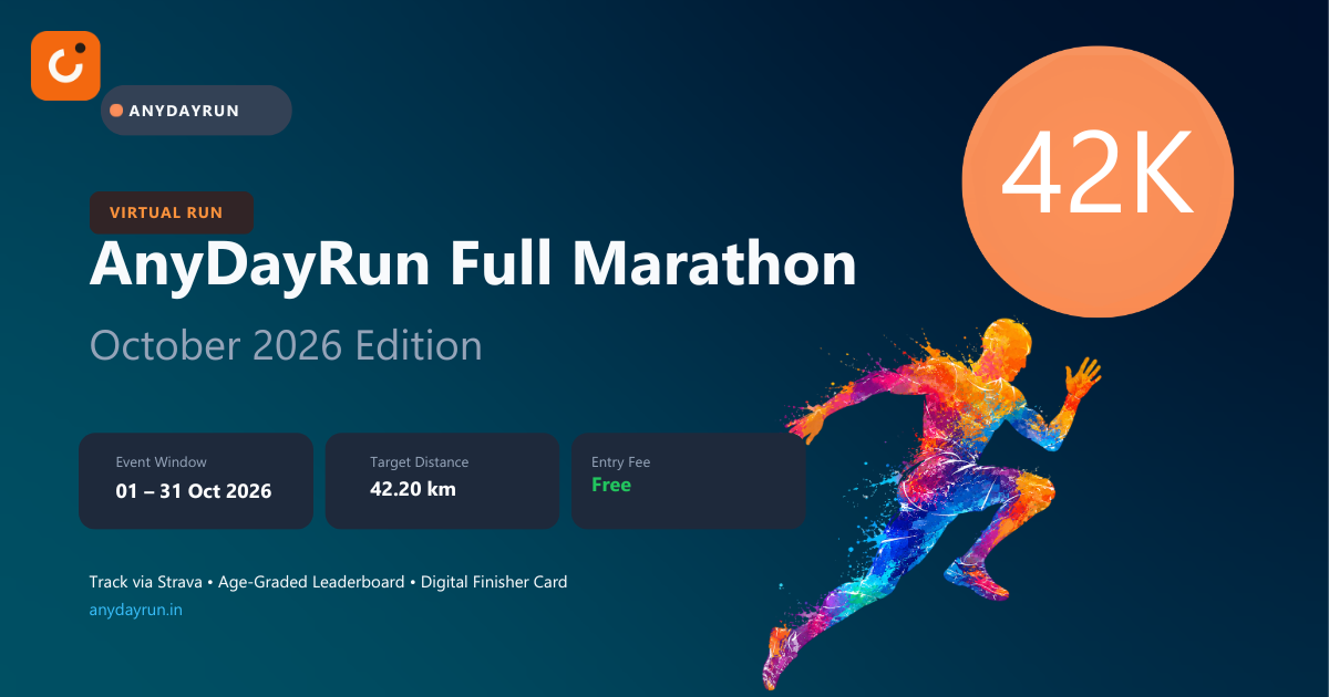 AnyDayRun October Full Marathon virtual run banner