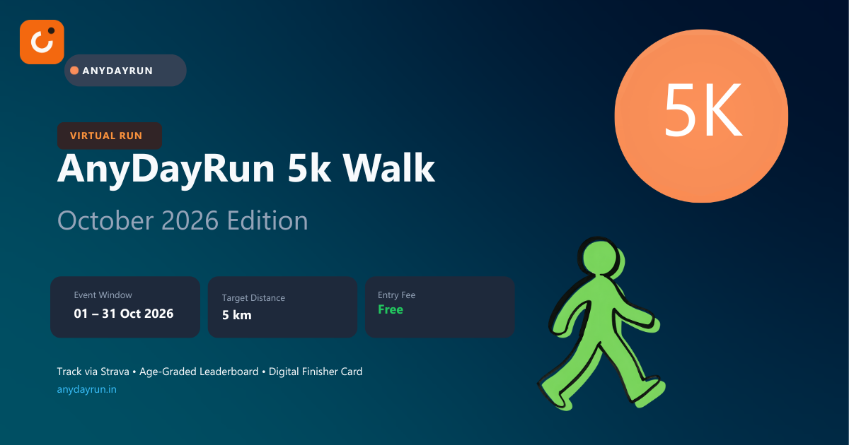 AnyDayRun October Walk 5K virtual run banner