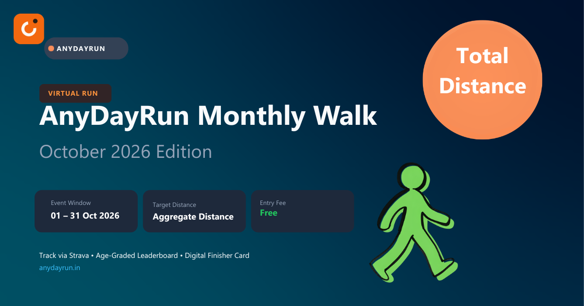 AnyDayRun October Monthly Walking Distance virtual run banner